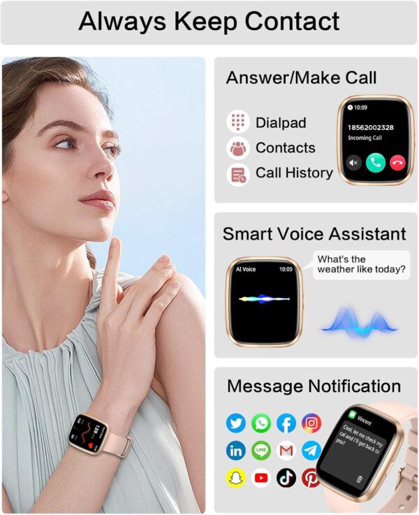 M1000 Smart Watch – Fitness Tracker with Heart Rate Monitor & Bluetooth Connectivity